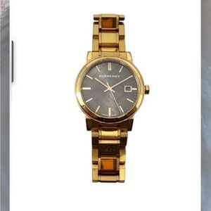 Authentic Burberry Gold-Tone Watch with Black Dial
